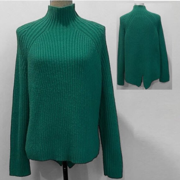 Lush Teal Green Ribbed Turtleneck Sweater Size Large Cozy Knit - Picture 1 of 14
